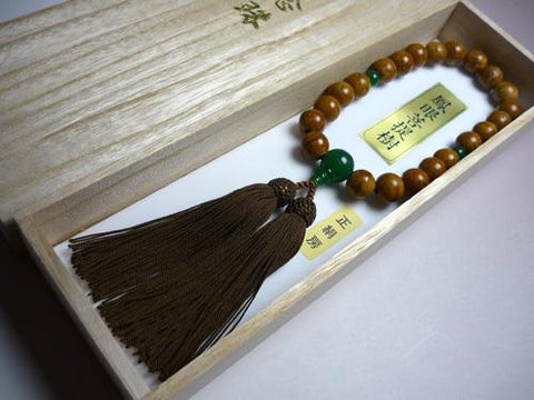 Men's Prayer Beads, Phoenix-Eye Bodhi Seed, Indian Jade Finish