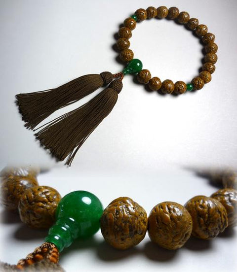 Men's Prayer Beads, Dragon-Eye Bodhi Seed & Indian Jade