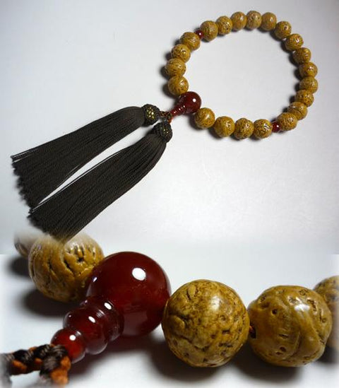 Men's Prayer Beads, Dragon-Eye Bodhi Seed & Agate