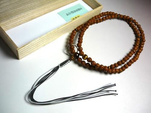 Men's Prayer Beads, Vajra Bodhi Seed, Tiger's Eye Finish, Soto Zen Sect