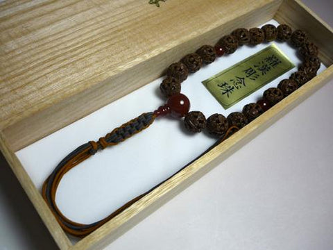 Men's prayer beads, Arhat carving, agate finish