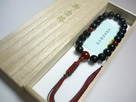 Heavenly Eye Bodhi seed men's prayer beads, flower carving, agate accents
