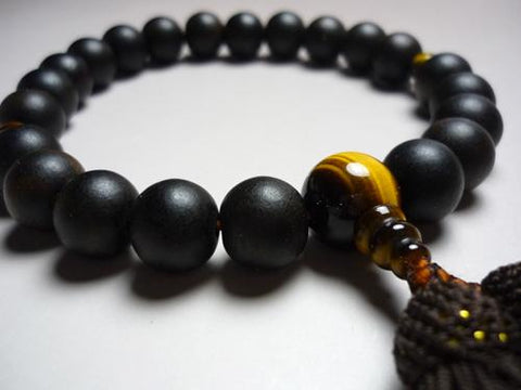 Men's Prayer Beads, Striped Ebony, Tiger's Eye Finish