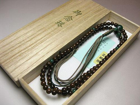 Men's Prayer Beads, Tetsurin Ironwood, Indian Jade Finish, Soto Zen Sect