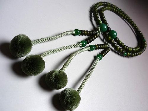 Prayer beads for men, green phoenix Indian jade style, Shingon Buddhism