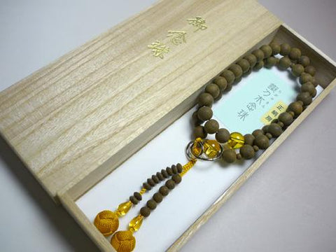Men's Prayer Beads, Tetsurin Ironwood, Citrine Finish, Jodo Sect