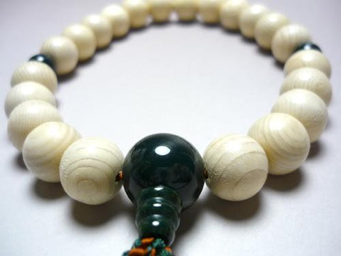 Men's prayer beads, Kiso cypress, bloodstone finish