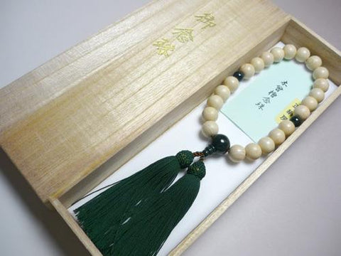 Men's prayer beads, Kiso cypress, bloodstone finish
