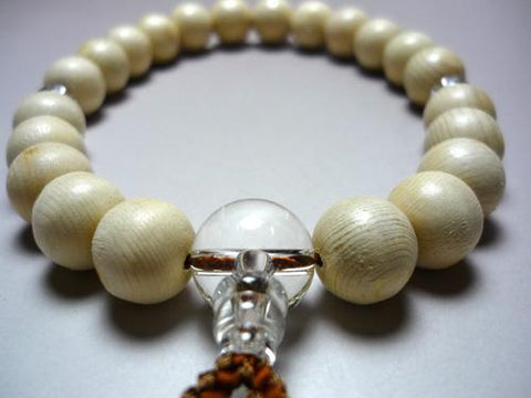 Men's prayer beads, Kiso cypress, crystal finish