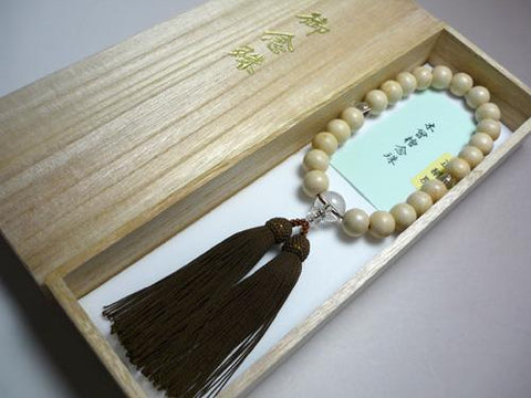 Men's prayer beads, Kiso cypress, crystal finish