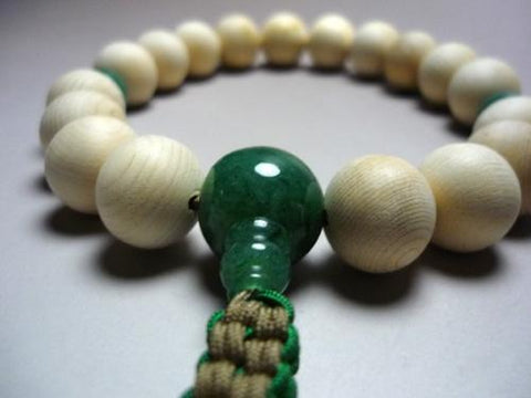 Men's prayer beads, Kiso cypress, aventurine finish
