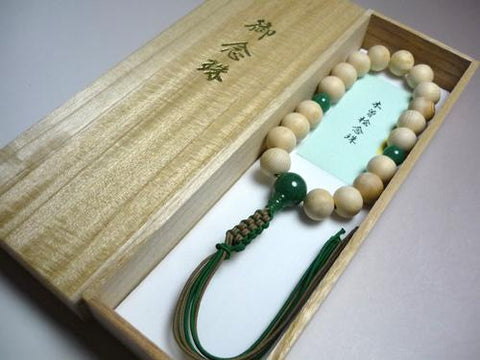 Men's prayer beads, Kiso cypress, aventurine finish