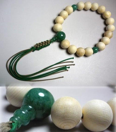 Men's prayer beads, Kiso cypress, aventurine finish