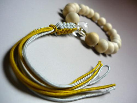 Men's prayer beads, Kiso cypress, crystal finish
