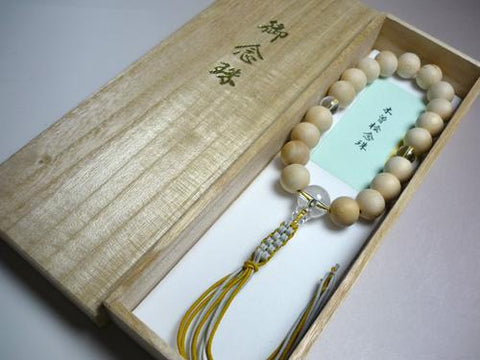 Men's prayer beads, Kiso cypress, crystal finish