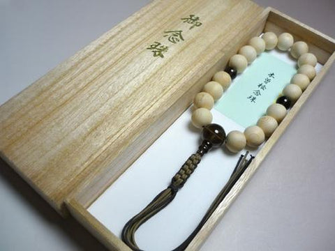Men's prayer beads, Kiso cypress, brown crystal finish