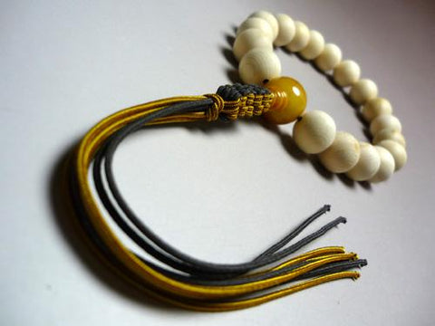 Men's prayer beads, Kiso cypress, yellow jasper finish