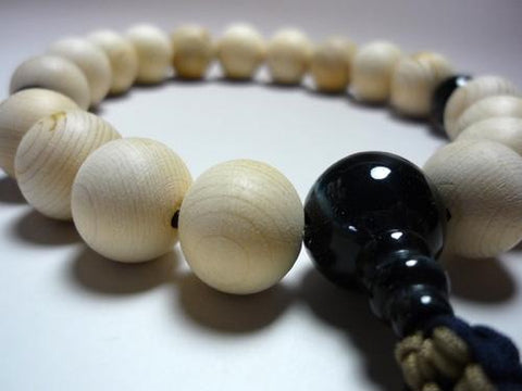 Men's prayer beads, Kiso cypress, blue tiger's eye finish