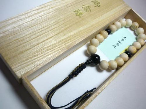 Men's prayer beads, Kiso cypress, blue tiger's eye finish