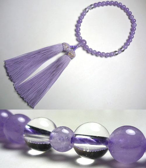 Kohgen original women's prayer beads, fujiunseki and quartz, 4-piece finish
