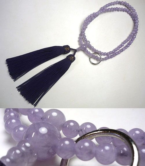 Women's Prayer Beads, Wisteria Cloud Amethyst, Soto Zen Sect, Matching Set