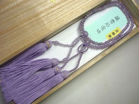 Women's Prayer Beads, Wisteria Cloud Amethyst, Jodo Shinshu Sect, Matching Set
