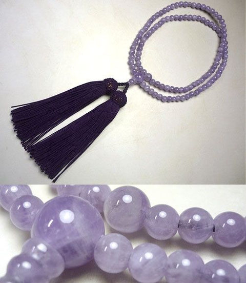 Women's Prayer Beads, Wisteria Cloud Amethyst, Rinzai Sect, Matching Set