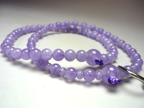 Women's Prayer Beads, Wisteria Cloud Stone, Jodo Sect, Uniform Finish, Wisteria Tassel