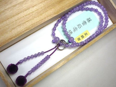 Women's Prayer Beads, Wisteria Cloud Stone, Jodo Sect, Uniform Finish, Wisteria Tassel