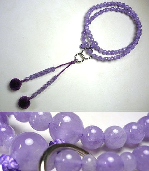 Women's Prayer Beads, Wisteria Cloud Stone, Jodo Sect, Uniform Finish, Wisteria Tassel