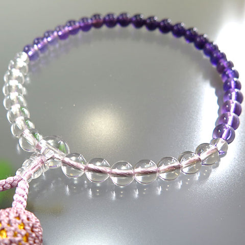 Women's Amethyst Gradient Prayer Beads, 7mm Bead, Ash-Pink Tassel