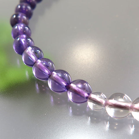 Women's Amethyst Gradient Prayer Beads, 7mm Bead, Ash-Pink Tassel