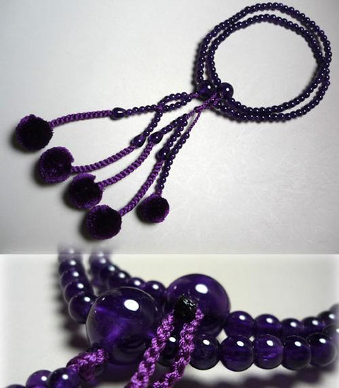 Women's Prayer Beads, Amethyst, Nichiren Sect, Niso Hokke Style, Matching Set