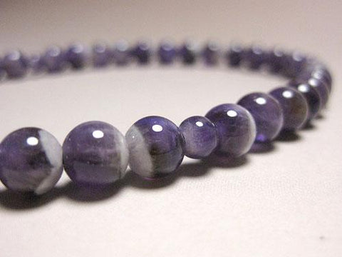 Women's Striped Wisteria Cloud Amethyst Prayer Beads, Shaku-Ichi