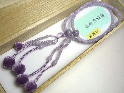 Women's Prayer Beads, Wisteria Cloud Amethyst, Nichiren Sect, Niso Hokke Style, Matching Set