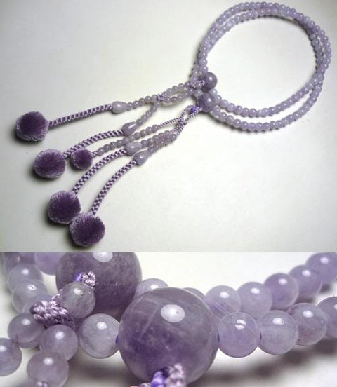 Women's Prayer Beads, Wisteria Cloud Amethyst, Nichiren Sect, Niso Hokke Style, Matching Set