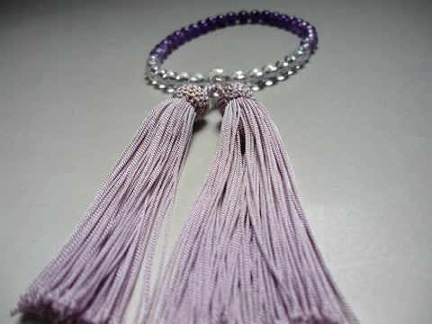 Women's Prayer Beads, Amethyst, 108-Facet Cut Gradation, Lilac Tassel