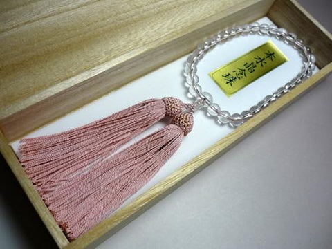Women's Crystal Prayer Beads, 7mm, Ash-Pink Tassel