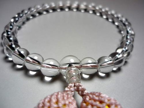 Women's Crystal Prayer Beads, 7mm, Ash-Pink Tassel