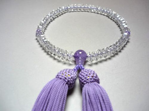Women's Crystal Prayer Beads, Flat-Cut, Wisteria Cloud Amethyst
