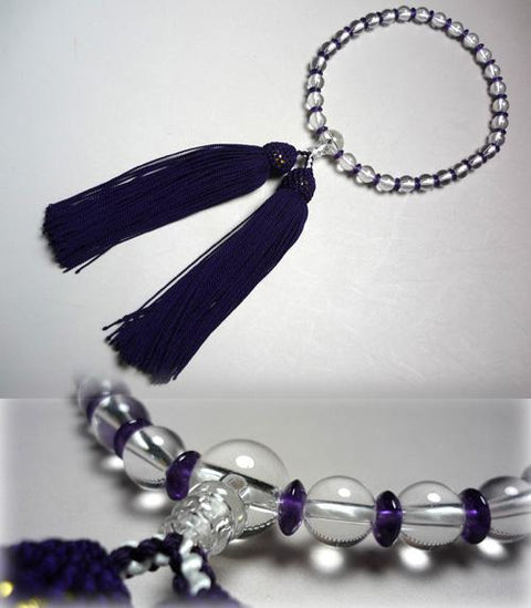 Women's Prayer Beads, Crystal and Amethyst Combination