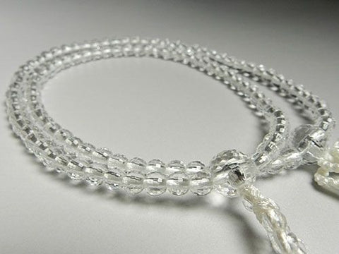 Women's Prayer Beads, Crystal, 108-Facet Cut, Jodo Shinshu Sect, Matching Set