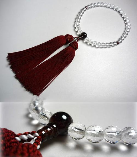 Women's Crystal Prayer Beads, 108-Facet Cut, Garnet Finish