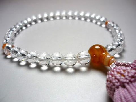 Women's Crystal Prayer Beads, 108-Facet Cut, Striped Agate Finish