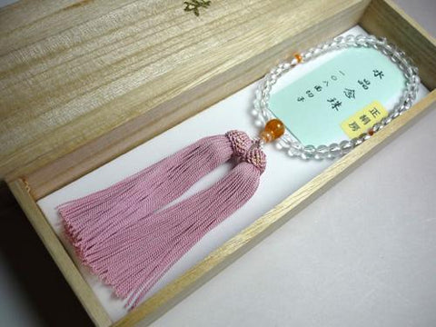 Women's Crystal Prayer Beads, 108-Facet Cut, Striped Agate Finish