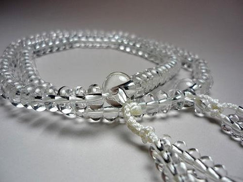 Women's Prayer Beads, Crystal, Oval Bead, Double-Strand, White Tassel