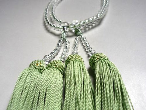 Women's Prayer Beads, Crystal, Round Beads, Double Layer, Matcha Tassel