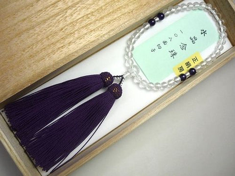 Women's Crystal Prayer Beads, 108-Facet Cut, Amethyst, Purple Tassel