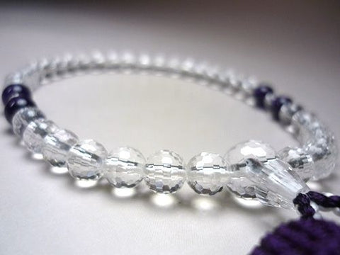 Women's Crystal Prayer Beads, 108-Facet Cut, Amethyst, Purple Tassel