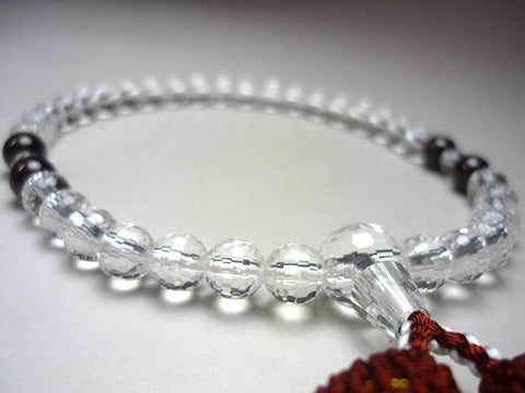 Women's Prayer Beads, Crystal, 108-Facet Cut, Garnet, Crimson Tassel